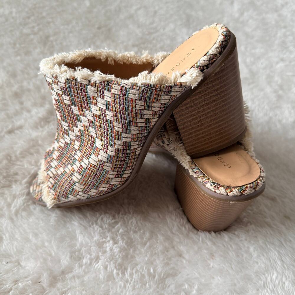 London Rag Maya Woven Textile Mule Heels Size 6.5 - Picture 2 of 9